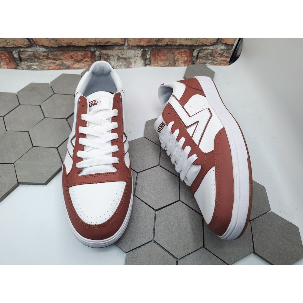 MEN VANS SKATE LOWLAND CC Sz 11.5 Brown Tan Red White  Comfycush  2-Tone Leather - Picture 8 of 10
